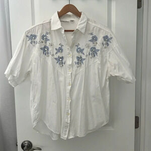 vintage button up shirt 100% Cotton. Anchor Blue